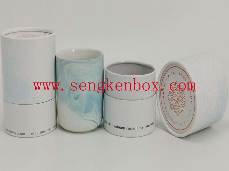Eco-friendly Ceramic Cup Packaging Paper Cardboard Canister with Rolled Edge