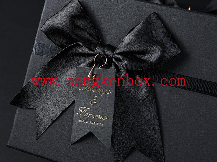 Black Gift Paper Box With Bow