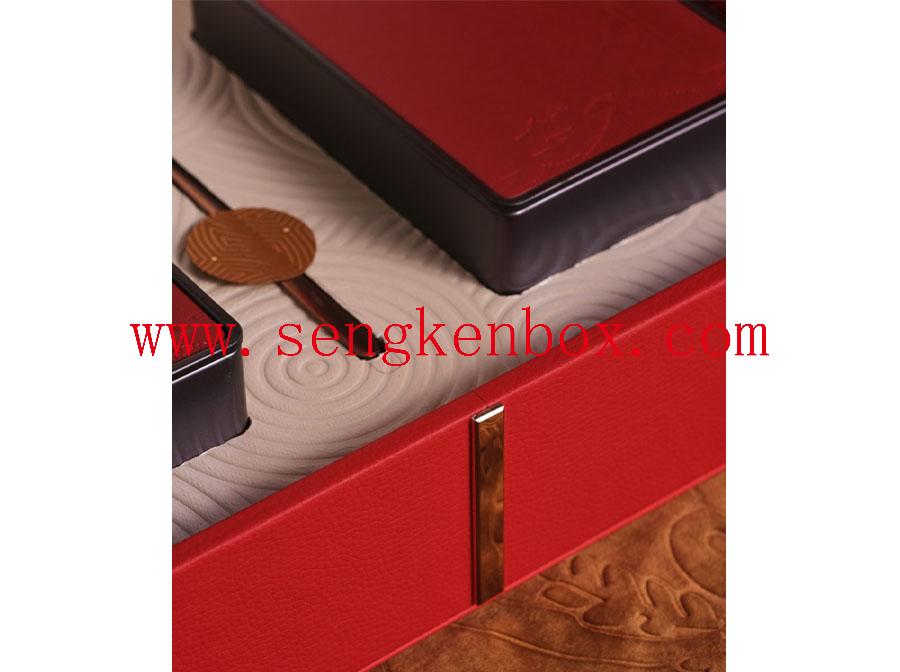 China Red Leather Tea Gift Box