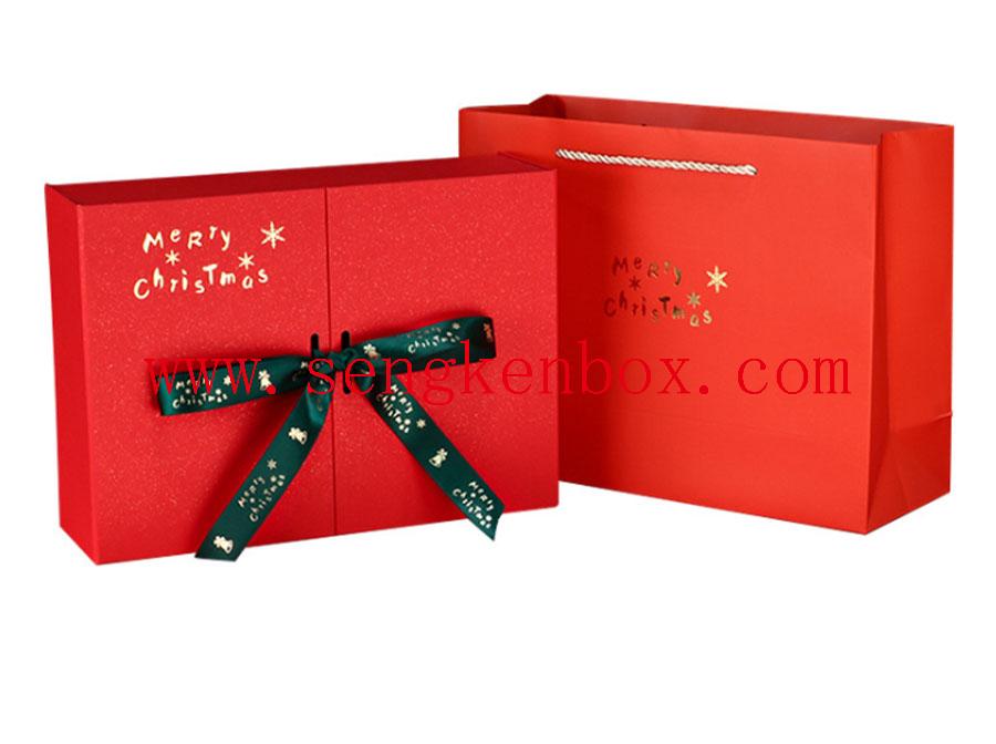 Christmas Children's Gift Box With Green Ribbon