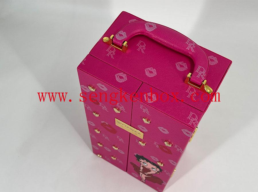 Champagne Box Packaging With Pink Cartoon