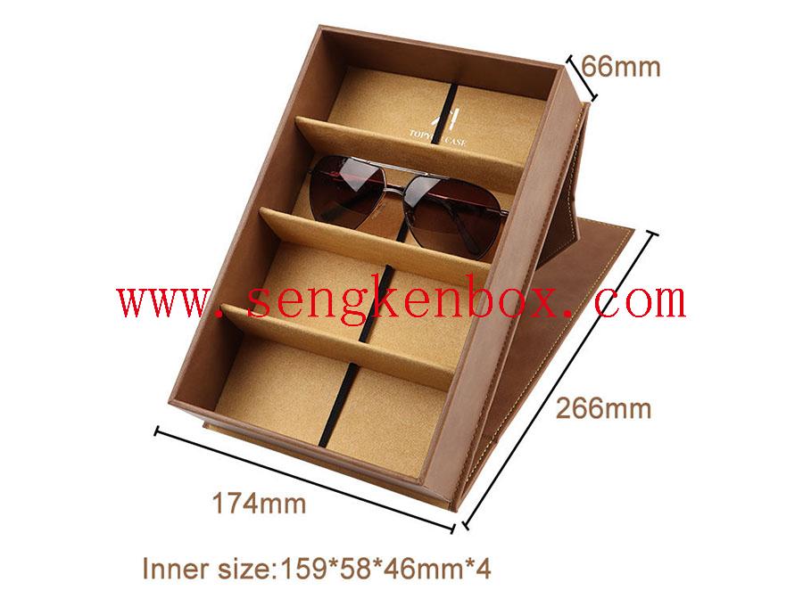 4 Slot Sunglass Leather Box