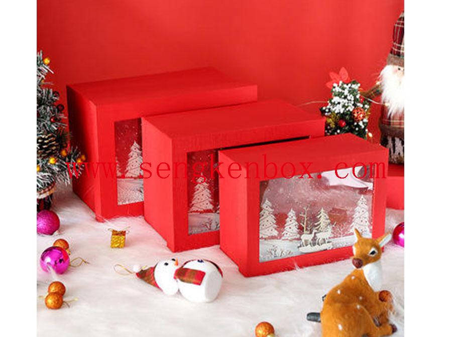 Christmas Paper Gift Box With Viewable Layer