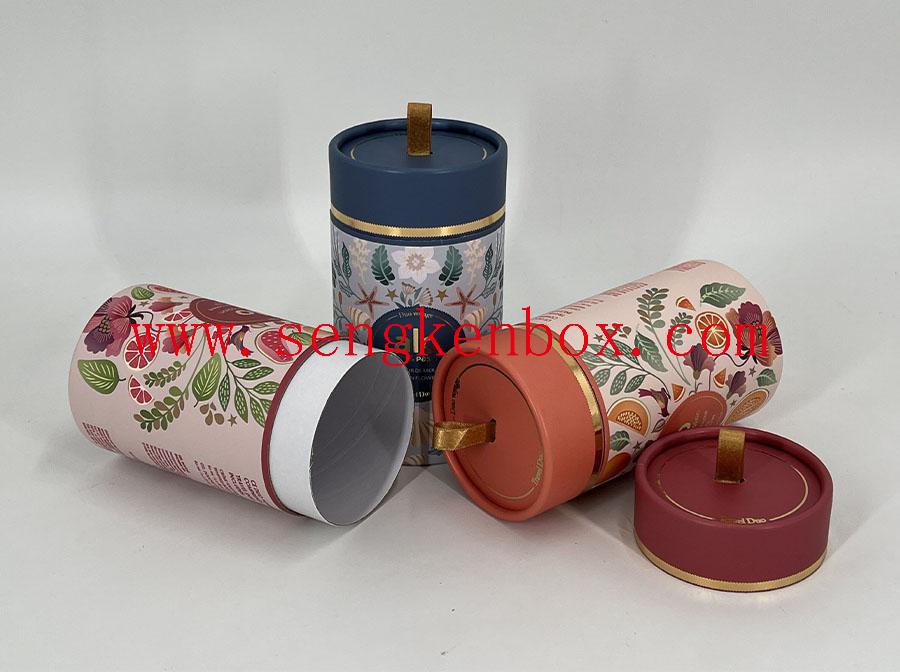 Cylinder Paper Tube With Ribbon Portable