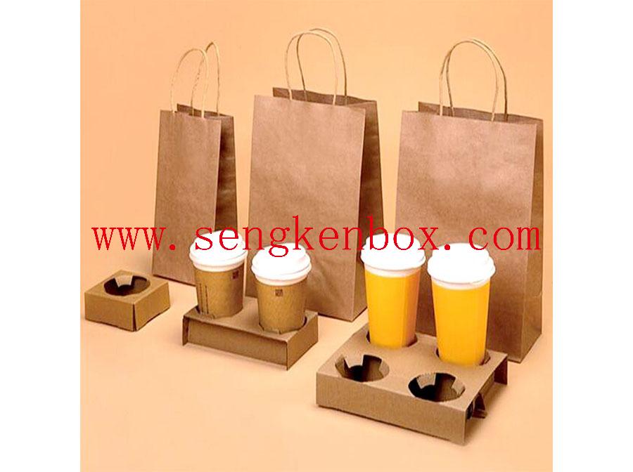 Takeout Twisted Handle Kraft Paper Bag For Coffee Shop