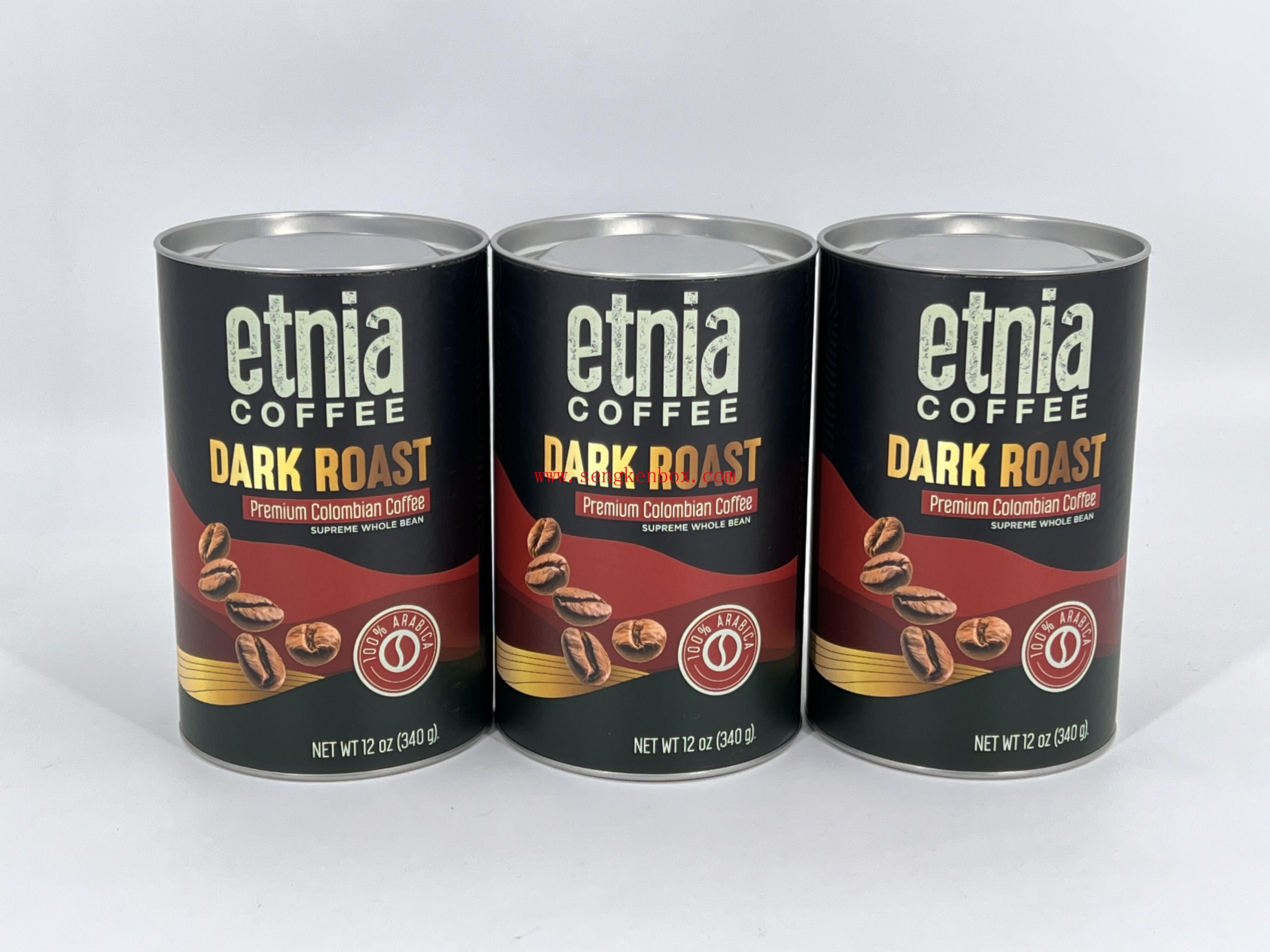 Dark Roast Etnia Coffee Container Paper Tube