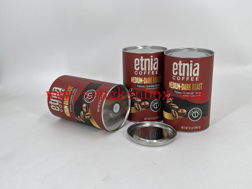 Rolled Edge Paper Can with Metal Lid