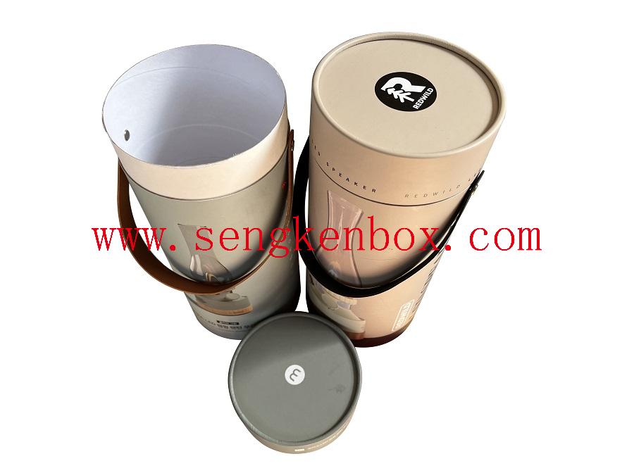 Round Paper Box with Leather Handle