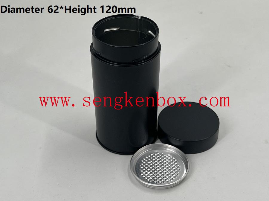 Black Metal Tin Cans with Easy Peel Off Covers and Screw Lids