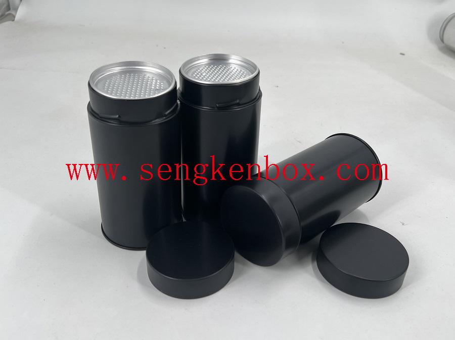 Black Tin Cans with Double Lids