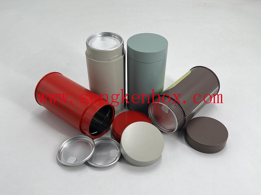 Good Airtight Double Lids Round Tea Packaging Metal Tinplate Canister