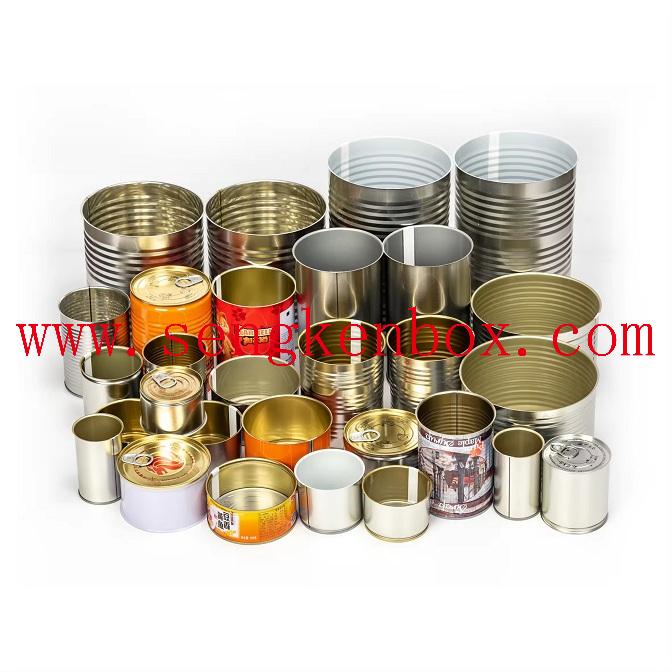 Round caviar tin cans