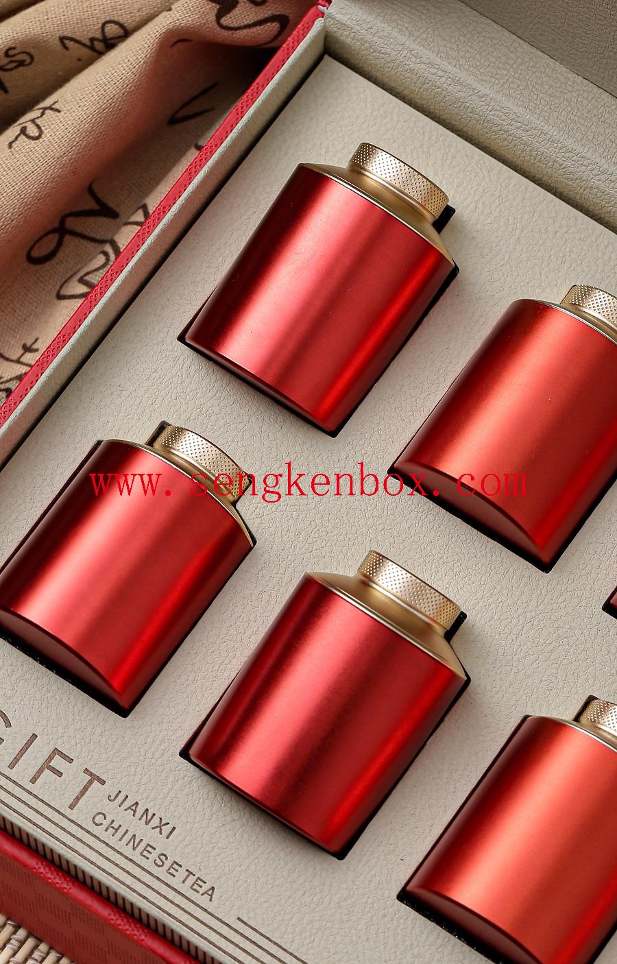 tea box packaging with tea coffee sugar canisters