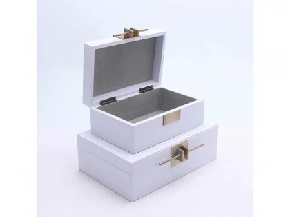 Wooden Leather Organizer White Jewellery Box