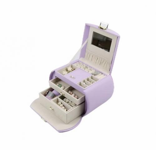 OEM and ODM PU Leather Portable Jewelry Case with Handle for Rings Necklaces Storage For Sale