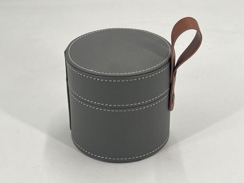 OEM and ODM Round leather box with handle for ceramic jar packaging For Sale