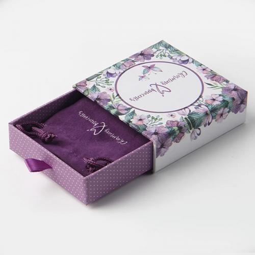 OEM and ODM Custom purple drawer jewelry packaging pouch and boxes with logo For Sale