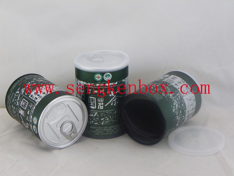 Tea Packaging Cylinder Paper Tube With Pull Ring Tin Cover